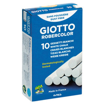 Immagine di Scatola 10 Gessetti Tondi Giotto Bianco Robercolor 80mm con Diametro 10mm [538700]