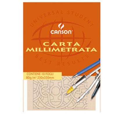 Immagine di BLOCCO CARTA OPACA MILLIMETRATA 230x330mm 10FG 80GR CANSON [200005813]