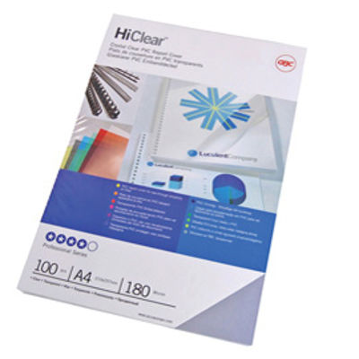 Immagine di Copertine HiClear™ per rilegatura - A4 - trasparente - 300 micron - GBC - conf. 100 pezzi [CE013080E]