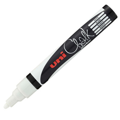 Immagine di Marcatore a gesso liquido Uni Chalk Marker - punta tonda da 1,80-2,50mm - bianco - Uni Mitsubishi [M PWE5M BI]