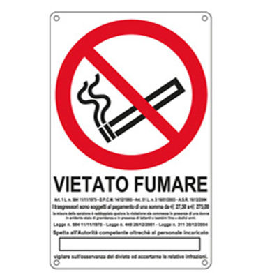 Immagine di pz.1 Cartello vietato fumare con legge E [E630105X]