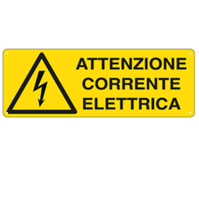 Immagine di Cartello segnalatore - ATTENZIONE CORRENTE ELETTRICA - alluminio - 35x12.5 cm [E1743K]