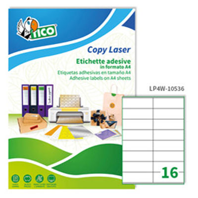 Immagine di Etichetta adesiva LP4W bianca 100fg A4 105x36mm (16et/fg) Laser Tico [LP4W-10536]