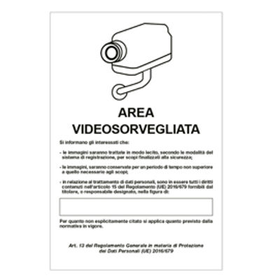 Immagine di Cartello segnalatore - Area videosorvegliata con registrazioni - alluminio - 20x30 cm [33328]