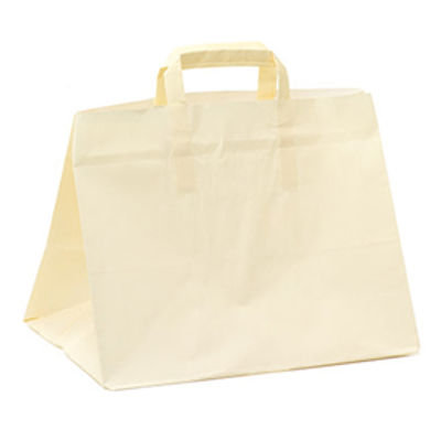 Immagine di Shopper Flat Large - carta kraft - 28x17x32 cm - bianco - Mainetti Bags - scatola 250 pezzi [072604]