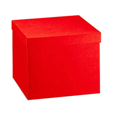 Immagine di Scatola con coperchio - 30x30x24 cm - seta rosso - Scotton [13697C]