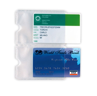 Immagine di Busta porta card - 5,8x8,7 cm - 2 tasche - trasparente - Sei Rota [484302]