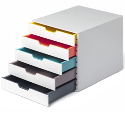 Immagine di Cassettiera 5 cassetti colorati - bianco ghiaccio - cassetti 5 cm - Durable [7625-27]
