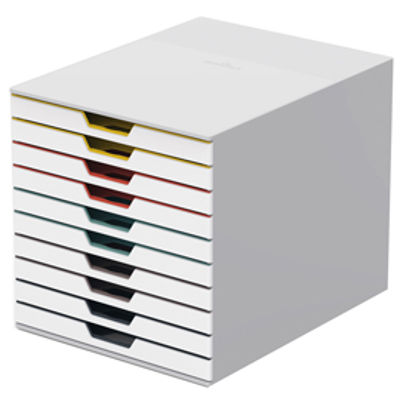 Immagine di Cassettiera 10 cassetti colorati varicolor - bianco ghiaccio - 2,5cm - Durable [7630-27]