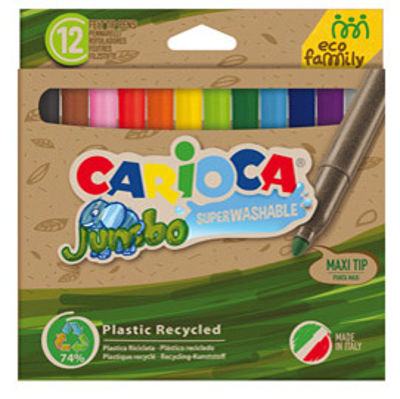 Immagine di Pennarelli Joy Jumbo Eco Family - lavabili - colori assortiti - Carioca - scatola 12 pezzi [43101]