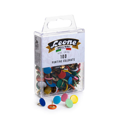 Immagine di Puntine colorate Color - colori assortiti - Leone - scatola 100 pezzi [APPP100]