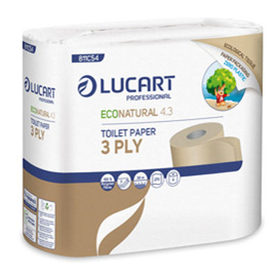 Immagine di Carta igienica EcoNatural 4.3 Plastic Free - 270 strappi - Lucart - pacco 4 rotoli [811C54]
