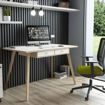 Immagine di Postazione Home-Office - con sottopiano - gambe in legno -120 x 60 x H 74,4 cm - bianco / rovere - Artexport [206-DKB-3C-AQ]