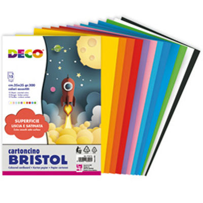 Immagine di Busta di carta Bristol - 25 x 35 cm - colori assortiti - 15 fogli - Deco [715/15]
