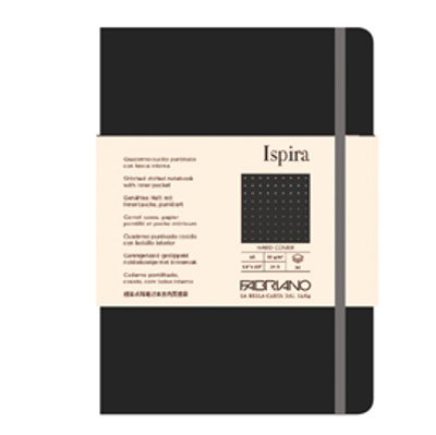 Immagine di Taccuino Ispira - con elastico - copertina rigida - A5 - 96 fogli - puntinato - nero - Fabriano [19714810]