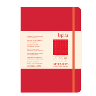Immagine di Taccuino Ispira - con elastico - copertina rigida - A5 - 96 fogli - puntinato - rosso - Fabriano [19714808]