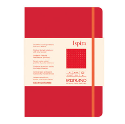 Immagine di Taccuino Ispira - con elastico - copertina flessibile - A5 - 96 fogli - puntinato - rosso - Fabriano [19614808]