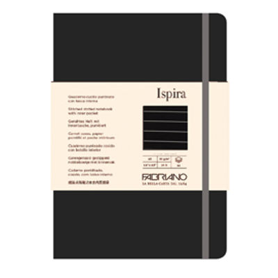 Immagine di Taccuino Ispira - con elastico - copertina flessibile - A5 - 96 fogli - righe - nero - Fabriano [19614804]
