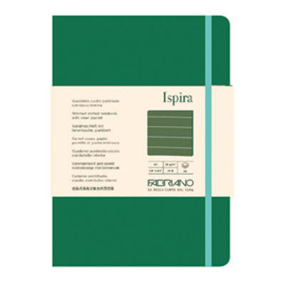 Immagine di Taccuino Ispira - con elastico - copertina flessibile - A5 - 96 fogli - righe - verde - Fabriano [19614805]