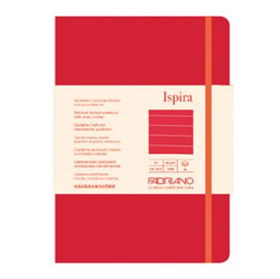 Immagine di Taccuino Ispira - con elastico - copertina flessibile - A5 - 96 fogli - righe - rosso - Fabriano [19614802]