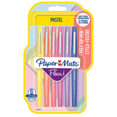 Immagine di Pennarello Flair Nylon Pastel - colori assortiti - Papermate - conf. 6 pezzi [2137276]