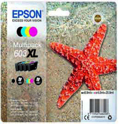 Immagine di Cartucce di inchiostro Epson Multipack BK/C/M/Y serie 603XL Stella Marina [C13T03A64010]