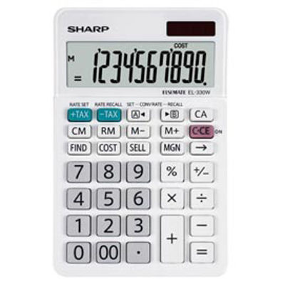 Immagine di Calcolatrice da tavolo EL 330W - 10 cifre - bianco - Sharp [EL330W]