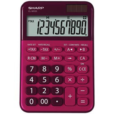 Immagine di Calcolatrice da tavolo EL M335 - 10 cifre - rosso - Sharp - ELM335 BRD [ELM335 BRD]