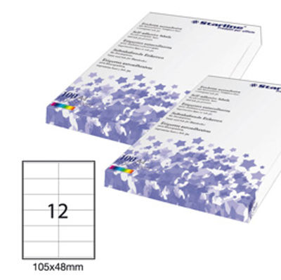 Immagine di Etichetta adesiva bianca 100fg A4 105x48mm (12et/fg) STARLINE [STL3030]