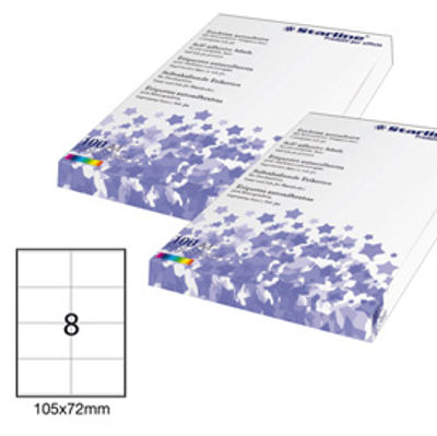 Immagine di Etichetta adesiva bianca 100fg A4 105x72mm (8et/fg) STARLINE [STL3033]