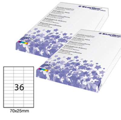 Immagine di Etichetta adesiva bianca 100fg A4 70x25mm (36et/fg) STARLINE [STL3053]