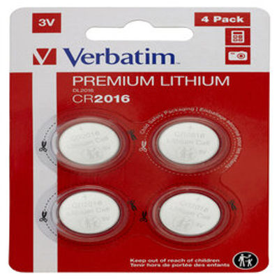 Immagine di Verbatim - Blister 4 MicroPile a pastiglia CR2016 - litio - 49531 - 3V [49531]