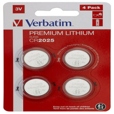 Immagine di Verbatim - Blister 4 MicroPile a pastiglia CR2025 - litio - 49532 - 3V [49532]
