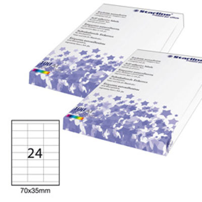 Immagine di Etichetta adesiva bianca 100fg A4 70x35mm (24et/fg) STARLINE [STL3054]