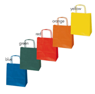 Immagine di Shopper in carta - maniglie cordino - colori assortiti - 22 x 10 x 29 cm - conf. 25 shoppers [079900]