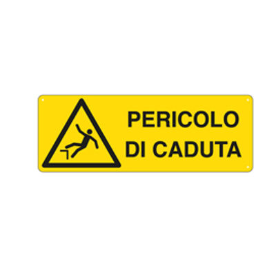 Immagine di Cartello segnalatore - 35x12,5 cm - PERICOLO DI CADUTA - alluminio - Cartelli Segnalatori [E1757K]