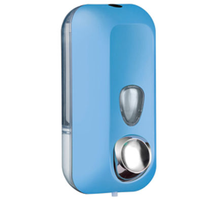 Immagine di Dispenser Soft Touch per sapone liquido - 10,2x9x21,6 cm - capacitA' 0,55 L - azzurro - Mar Plast [A71401AZ]