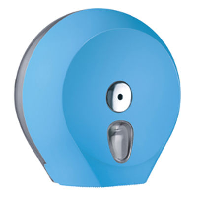 Immagine di Dispenser Soft Touch di carta igienica in rotolo Mini Jumbo - 27x12,8x27,3 cm - plastica - azzurro - Mar Plast [A75610AZ]