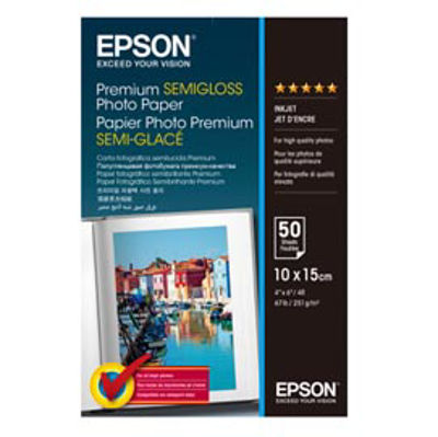 Immagine di Epson - Premium Semi-Gloss Photo Paper - 10 x 15 cm - 50 Fogli - C13S041765 [C13S041765]