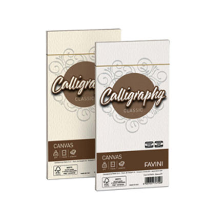 Immagine di Busta Calligraphy Canvas - 110 x 220 mm - 100 gr - bianco 01 - Favini - conf. 25 pezzi [A570414]