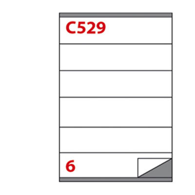 Immagine di Etichetta adesiva C529 - permanente - 210x48 mm - 6 etichette per foglio - bianco - Markin - scatola 100 fogli A4 [210C529]