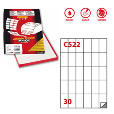 Immagine di Etichetta adesiva C522 - permanente - 35x59 mm - 30 etichette per foglio - bianco - Markin - scatola 100 fogli A4 [210C522]