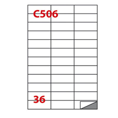 Immagine di Etichetta adesiva C506 - permanente - 70x24,25 mm - 36 etichette per foglio - bianco - Markin - scatola 100 fogli A4 [210C506]