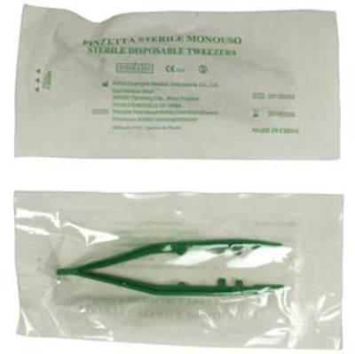 Immagine di Pinzetta sterile - monouso - 10 cm - verde - PVS [PIN110]