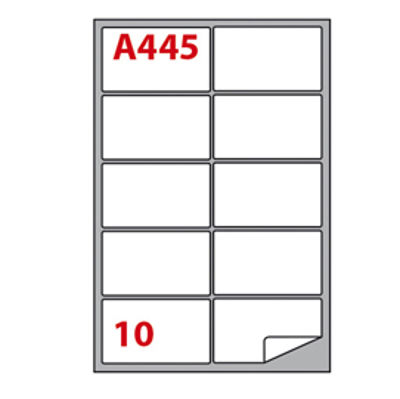 Immagine di Etichetta adesiva A445 - permanente - 99,6x57 mm - 10 etichette per foglio - bianco - Markin - scatola 100 fogli A4 [210A445]
