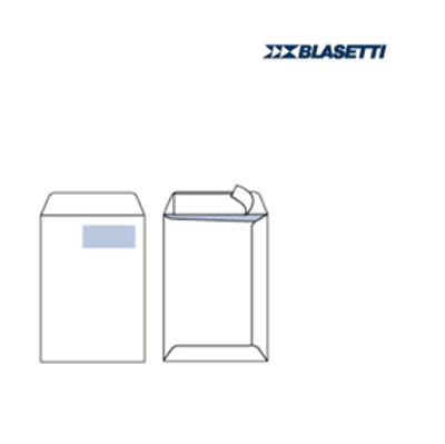 Immagine di Busta a sacco bianca con finestra - serie Self - strip adesivo - 230x330 mm - 100 gr - Blasetti - conf. 500 pezzi [639]