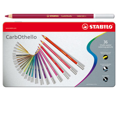 Immagine di Matite colorate CarbOthello - tratto 4,40 mm - colori assortiti - Stabilo - astuccio in metallo 36 pezzi [1436-6]
