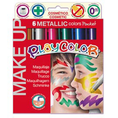 Immagine di Tempera solida Make Up - cosmetica - Playcolor - astuccio 6 colori metallic [01011]