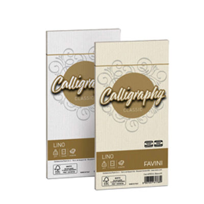 Immagine di Buste Calligraphy Lino - 110 x 220 mm - 120 gr - bianco 01 - Favini - conf. 25 pezzi [A570514]