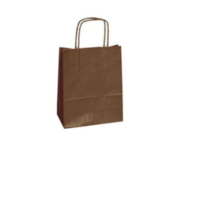 Immagine di Shopper in carta - maniglie cordino - marrone - 18  x 8 x 24 cm - conf. 25 shoppers [078026]